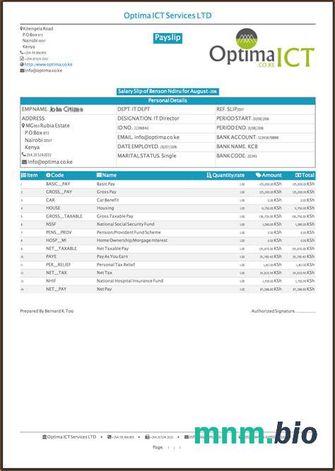 Indie OPTIMA ICT Services LTD odcinek wypłaty w formatach Word i PDF